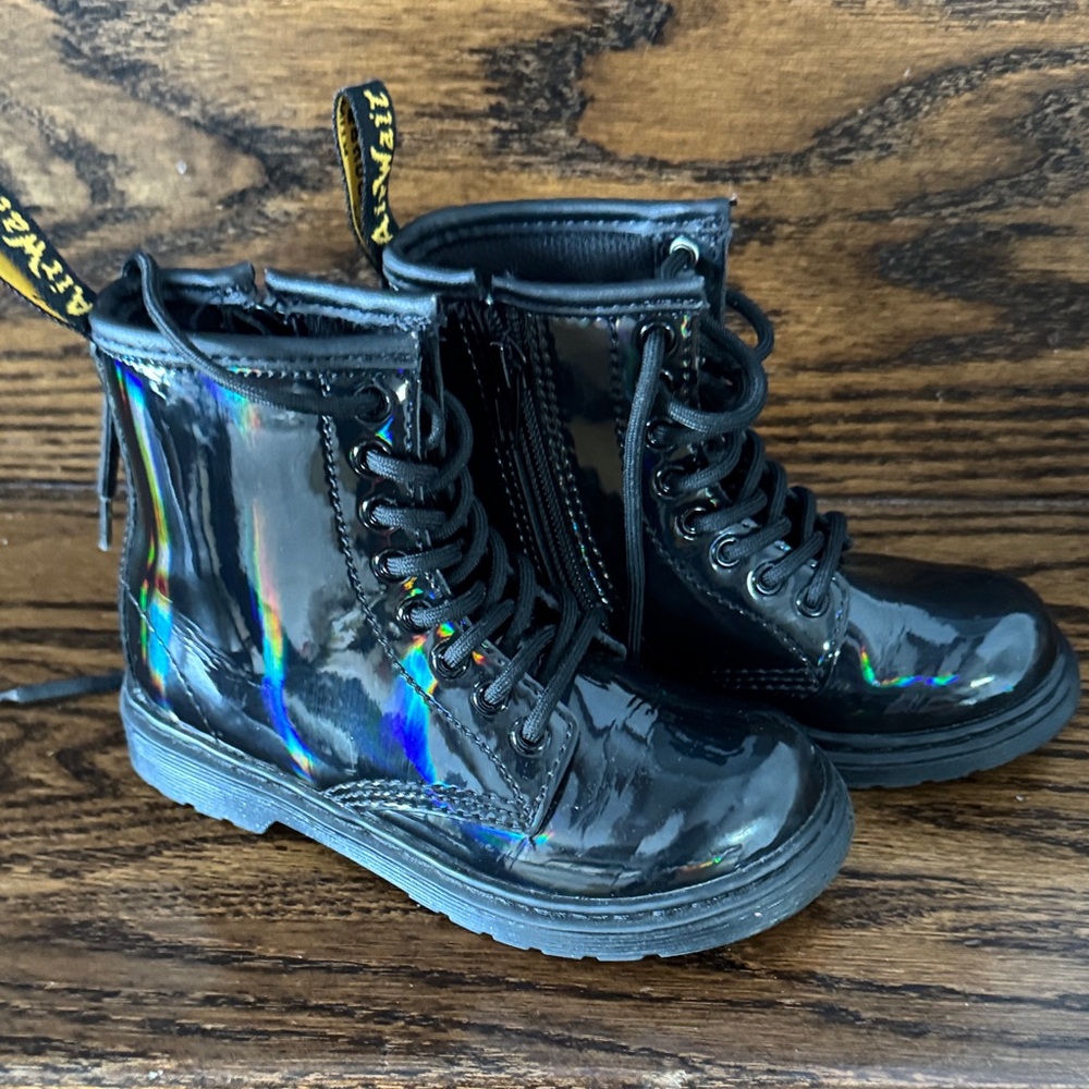 Dr. Martens Kids Black Iridescent Boots